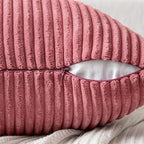 MIULEE Cranberry Red Corduroy Pillow Covers Pack of 2 Boho Decorative Spliced Throw Pillow Covers Soft Solid Couch Pillowcases Cross Patchwork Textured Covers for Living Room Bed Sofa 18x18 inch