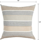 Outdoor Throw Pillows Water Resistant 18x18 inch,Decorative Throw Pillow with Insert Set of 2,Hidden Zipper Headrests for Patio Furniture Sofa Couch Chair(Gray Stripe)