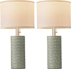 Table Lamps for Living Room Set of 2, Ceramic Table Lamps for Bedroom, 20" Modern Lamps for Night Stands, Green