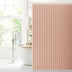 Jubilantex Folding Linen Shower Curtain for Bathroom Pink Waterproof Shower Curtain 1 Panel with 14 Metal Grommets and 1 Tie Back for Hotel,70"x70"