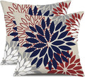 DFXSZ 4th of July Pillow Covers 18x18 Inch Set of 2 Patriotic Blue Red Floral Outdoor Waterproof Decorative Throw Pillows Polyester Pillow Covers Decor for Patio Funiture Garden Couch 002H18