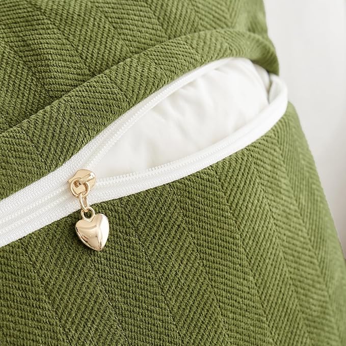 MIULEE Pack of 2 Moss Green Decorative Pillow Covers 24x24 Inch Soft Chenille Luxurious Couch Throw Pillows Farmhouse Cushion Covers Euro Shams with Elegant Design for Sofa Bed Living Room Home Decor