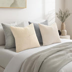 Topfinel Decorative Neutral Throw Pillow Covers for Couch,Boho Cozy Soft Cushion Covers Set of 4 with Corduroy,Accent Pillowcases for Sofa,Bed,Living Room Home Decor 20×20 Inch (Cream,White)