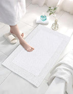 Bedding Craft Cotton Bathroom Mat Set, Reversible Water Absorbent Bath Mat Rug, Machine Washable, 2 Pieces (17x24 + 21x34)