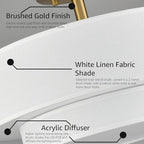 DAYCENT Modern Gold Semi Flush Mount Ceiling Light with Drum Shade 3000K/4500K/5500K LED Flush Mount Drum Lamp Brass Ceiling Light Fixtures for Hallway Bedroom Kitchen Living Room, 30W