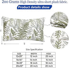 Decorative Throw Pillow Covers Set of 2 Olive Green Leaves Pillow Covers 12x20 inch Soft Short Plush Square Floral Throw Pillows,Farmhouse Outdoor Pillow Covers for Couch Bed Living Room