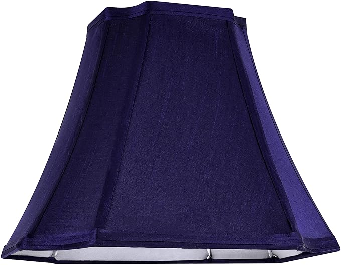 GO&SO Medium Blue Lampshades Square Cut Corner Lamp Shades for Floor and Table Lamps, 6.5x13.2x10.6", Blue, Natural Faux Silk Lampshade Bell Replacement, Handcrafted, Easy Assembly Required (Set of 2)