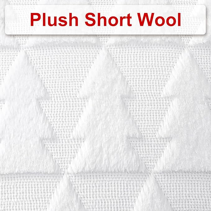 OTOSTAR Set of 2 Xmas Soft Plush Short Wool Velvet Decorative Throw Pillow Covers Square Luxury Style Cushion Case Pillow Shell for Sofa Bedroom Christmas Tree White, 18x18 Inch