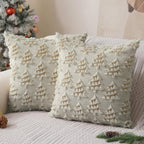 Christmas Pillow Covers 20x20 inch Set of 2 Soft Plush Christmas Decor Cream White Xmax Tree Yellow Colored Lights Decoration Throw Pillow Case for Winter Holiday Sofa Living Room PT003D20