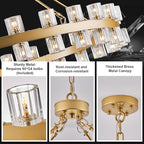 60 Inch Gold Wagon Wheel Chandelier with Crystal Shade, 60 Lights, Modern Farmhouse Style, Ideal for Dining Room, Kitchen, Entryways