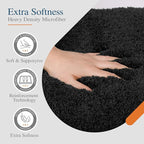 Walensee Bath Rug for Non-Slip Bath Mat (20 x 32, Black) Water Absorbent Soft Microfiber Shaggy Rug Machine Washable Thick Plush Shower Mat