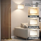 SUNMORY Arc Floor Lamp with 3 Color Temperature, Modern Floor Lamp with 9w A19 LED Bulb, 75″ Height Tall Lamp for Living Room with Hanging Drum Shade & Weighted Base. Arched Standing Lamp for Bedroom