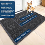 OLANLY Welcome Door Mat Indoor Outdoor Entrance, Heavy Duty Sturdy Front Door Mat, Waterproof All-Weather Doormat, Stain Resistant, Low Profile, Easy Clean Patio Entryway Mat, 29.5 x 17, Black
