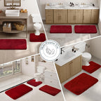 Walensee Large Bathroom Rug (24 x 40, Red) Extra Soft and Absorbent Shaggy Bath Mat Machine Washable Microfiber Non Slip Luxury Floor Mat