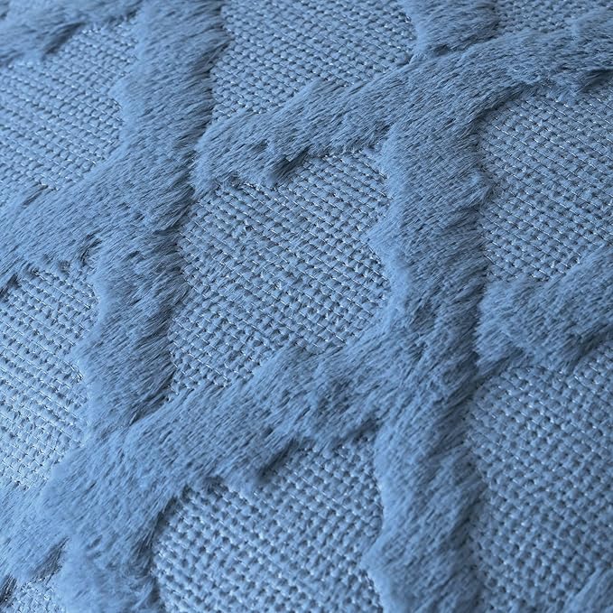 Set of 2 Soft Moroccan Throw Pillow Covers 22x22 Inch Plush Boho Decorative Pillow Cover Accent Cushion Case for Couch Sofa Bed, Grey Blue
