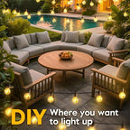 Minetom Outdoor Solar String Lights - 58 Ft Patio Lights with 25 G40 Plastic LED Bulbs, Commercial Waterproof Hanging Globe Light for Backyard Party Bistro Decor