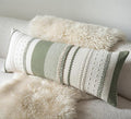 Boho Lumbar Pillow Covers 14x36 Inch Long, Green Textured Decorative Couch Pillow Cases for Farmhouse Home Decor, Accent Cushion Cover for Sofa, Bed, Living Room, Bedroom, Pack of 1