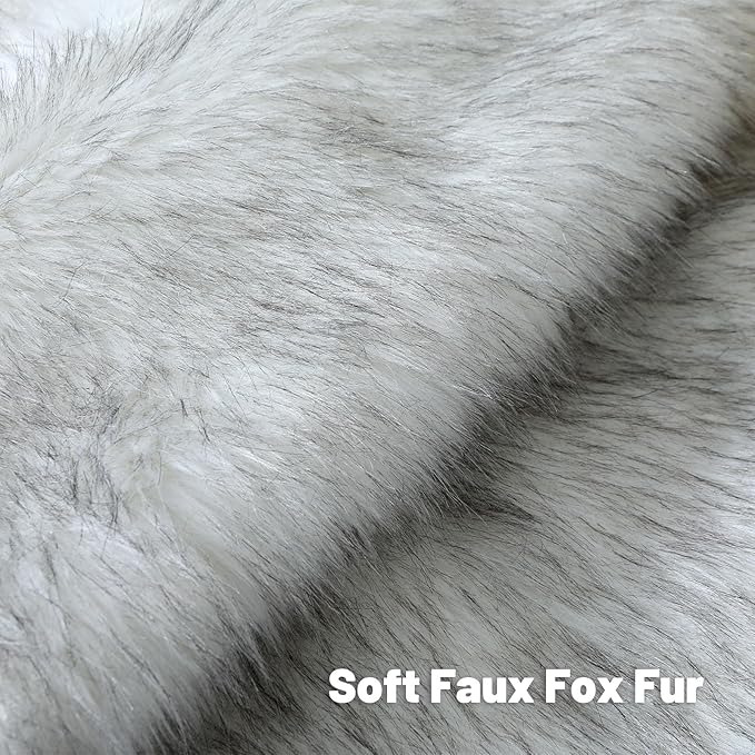 FUTEI Black White Decorative Throw Pillow Covers 22x22 Inch Set of 2,Soft Fluffy Faux Fox Fur Textured Cushion Case,Modern Home Decor for Couch Living Room