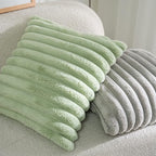 DEELAND Pack of 2,Double-Sided Faux Fur Plush Decorative Throw Pillow Covers Fuzzy Striped Soft Pillowcase Cushion Covers for Sofa Couch Bedroom Green 12x20 inch