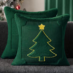 DFXSZ Christmas Pillow Covers 18x18 Yellow Star Green Christmas Tree Decoration Soft Plush Faux Fur Jacquard Throw Pillows for Bedroom Sofa Holiday Festivals Winter Home Decor PTK063A18