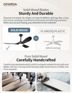 52 Inch Black Ceiling Fans with Lights and Remote,3 Blades Outdoor Wood Propeller Rustic Grey Ceiling Fans,Quiet Noiseless DC Motor,for Farmhouse,Living Room,Bedroom,Indoor