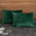 PHF Truly Velvet Pillowcases Standard Size, No Insert, 2 Pack Ultra Soft Breathable Pillow Shams Covers with Envelope Closure, 20" X 26" Luxury Cozy Warm Fuzzy Flannel, Emerald Green