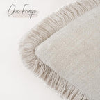 Foindtower Set of 2 Decorative Linen Fringe Throw Pillow Covers Cozy Boho Farmhouse Cushion Cover with Tassels Soft Accent Pillowcase for Couch Sofa Bed Living Room Home Decor, 24×24 Inch, Beige
