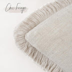 Foindtower Set of 2 Decorative Linen Fringe Throw Pillow Covers Boho Farmhouse Cushion Cover with Tassels Accent Pillowcase for Couch Bed Sofa Living Room Home Bedroom Decor, 12×24 Inch, Natural Beige