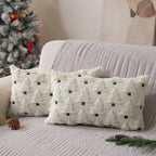 Christmas Pillow Covers 12x20 inch Set of 2 Christmas Decorations Soft Plush Faux Fur Wool Cream White Xmas Tree Throw Pillow Cases Winter Holiday Decor for Sofa Living Room PT-002D12