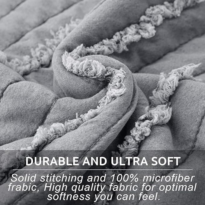 BOSOWOS King Size Pillow Shams Set of 2, Ultra Soft Breathable 20 x 36 Inches Pillow Case Envelope Closure, Microfiber Farmhouse Bed Pillowcases for Easy Care, Grey