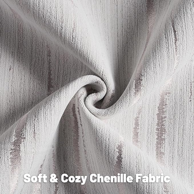 FUTEI Grey Chenille Decorative Throw Pillow Covers 12x20 Inch Set of 2,Soft Embossed Striped Textured Lumbar Pillow Cases,Modern Home Decor for Couch Bed Living Room