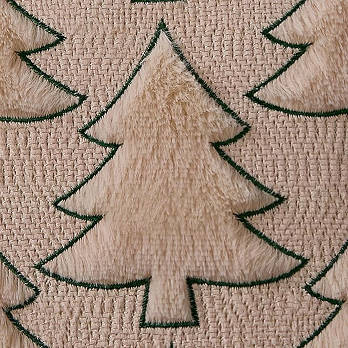 Christmas Pillow Covers 18x18 Set of 2 Beige Christmas Tree Decorations Pillow Covers Soft Plush Faux Fur Pillow Cases Decor for Xmas Winter Holiday Home Bedroom Sofa Cushion Cases PT-017C18