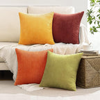 MIULEE Fall Decorative Throw Pillow Covers 18x18 Inch Set of 4, Vibrant Cushion Covers Vintage Retro Home Fall Decor Mix and Match Color Clash Design for Sofa Couch Bed Living Room Yellow Orange Rust