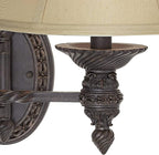 Barnes and Ivy Godia French Country Indoor Swing Arm Wall Lamp Bronze Plug-in Light Fixture Dimmable Beige Softback Bell Shade for Bedroom Bedside House Reading Living Room Home Hallway Dining