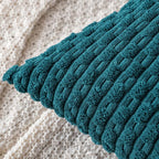 MIULEE Pack of 2 Decorative Throw Pillow Covers 20x20 Inch Soft Boho Striped Textured Corduroy Pillow Covers Modern Farmhouse Home Decor for Couch Bed Sofa Living Room Teal Blue