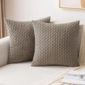 MIULEE Pack of 2 Decorative Throw Pillow Covers 18x18 Inch Soft Boho Striped Textured Corduroy Pillow Covers Modern Farmhouse Home Decor for Couch Bed Sofa Living Room Neutral Brown
