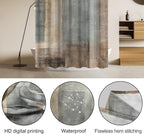 Lnond 4Pcs Bathroom Shower Curtain Sets with Rugs,Brown Gradient Painting Art Bathroom Sets with Shower Curtain and Rugs and Accessories