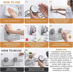 LEVERLOC Shower Caddy Suction Cup, Heavy Duty Bathroom Organizer for Inside Shower with Hooks & Soap holder， NO-Drilling Bathroom Holder-Grey