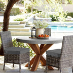 idee-home Outdoor Chair Cushions Set of 2, Thick 17" x 17" x 3" Outdoor Seat Cushion Patio Furniture Waterproof with Ties, Patio Chair Pads Dining Medium Grey