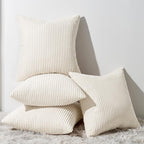 Topfinel Decorative Beige Throw Pillow Covers Cushion Cases, Set of 4 Soft Velvet Modern Double-Sided Designs, Natural Home Decor, Pillow Inserts Not Included (22x22 inch)