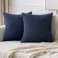 MIULEE Pack of 2 Decorative Throw Pillow Covers 20x20 Inch Soft Boho Striped Textured Corduroy Pillow Covers Modern Farmhouse Home Decor for Couch Bed Sofa Living Room Navy Blue