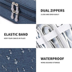 MIRLEWAIY Travel Cord Cable Organizer, Portable Electronics Accessories Carrying Bag Storage Case for Dad's Day Hard Drives, Cable, Cord, Charger, Hard Drive, Earphone, Dark Blue