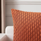 Kevin Textile Fall Pack of 2 Corduroy Decorative Throw Pillow Covers 22x22 Inch Soft Boho Striped Pillow Covers Modern Farmhouse Home Decor for Sofa Living Room Couch Bed Rust