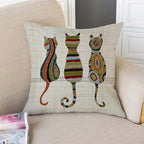 TSSOHU Cute Animal Cat Throw Pillow Cover Patio Furniture Knitted Design Kitten Family Decorative Cushion Cases Home Décor for Couch Bed Sofa 18x18 Inch
