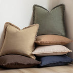 Foindtower Set of 2 Decorative Linen Fringe Throw Pillow Covers Boho Farmhouse Cushion Cover with Tassels Soft Accent Pillowcase for Couch Sofa Bed Living Room Home Decor,20×20 Inch,Reddish Brown