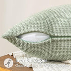 MIULEE Pack of 2 Couch Throw Pillow Covers 20x20 Inch Light Green Modern Boho Accent Decorative Pillow Covers Soft Chenille Farmhouse Cushion Covers for Home Decor Bed Sofa Living Room