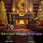 66Ft 200 LED String Lights Battery Operated, 12 Modes Christmas String Lights with Remote Timer Fairy Twinkle Lights for Indoor Outdoor Wedding Party Tree Decor(Multicolor)