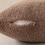 Foindtower Pack of 2, Curly Faux Fur Decorative Throw Pillow Covers Soft Plush Cushion Case with Zipper Cozy Boho Lumbar Pillowcase for Home Living Room Couch Bedroom Sofa 12 x 20 Inch, Chocolate