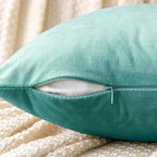 EMEMA Pack of 2 Velvet Throw Pillow Covers Decorative Square Pillowcase Soft Solid Cushion Case for Sofa Bedroom Chair Car 18x18 Inch Aqua Green
