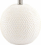 BoutiqueRugs Manaloal Boho Dotted Ceramic Bedside Table Lamp for Bedroom Nightstand - End Side Lighting for Living Room - Shade Linen - White, Cream, Beige - 20" H